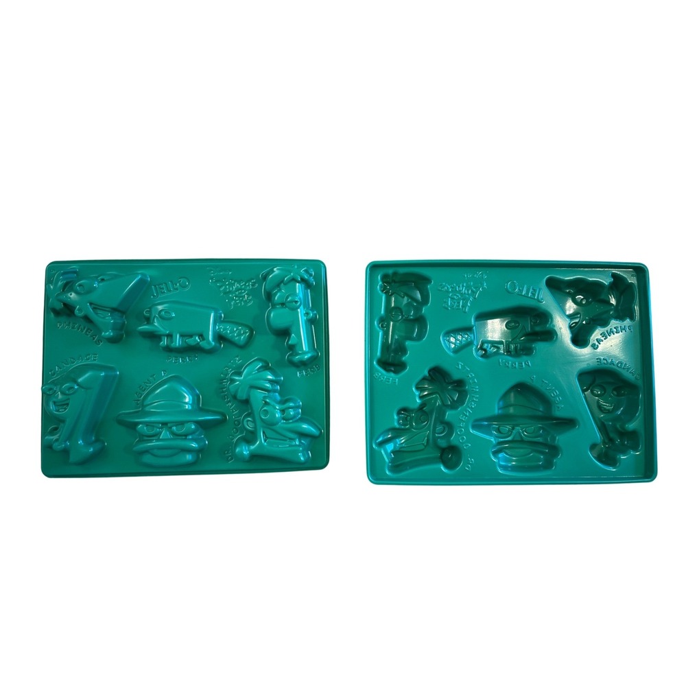 Disney Phineas and Ferb Jell-O Jiggler Mold Tray Lot of2 Green Party Dessert